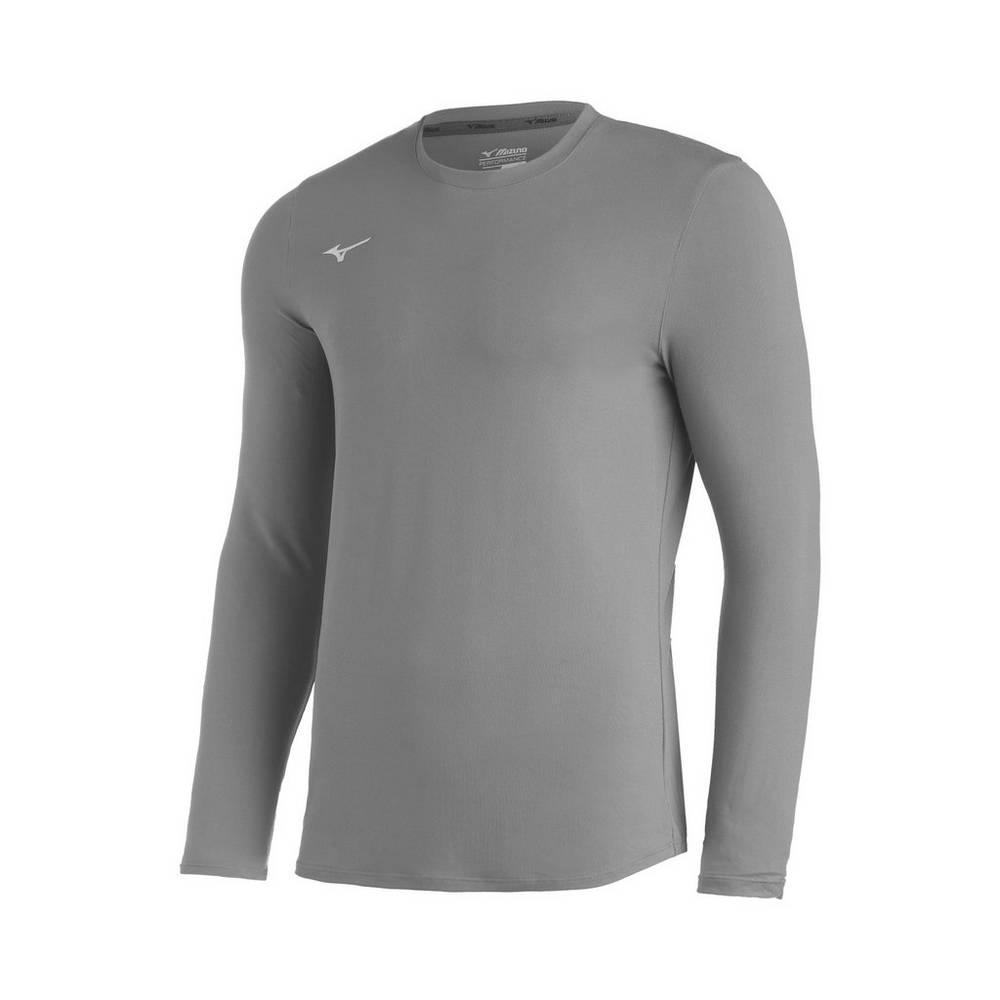 Panske Treningove Oblecenie Mizuno Comp Diamond Long Sleeve Crew Baseball Siva Vypredaj ZMRJ43870